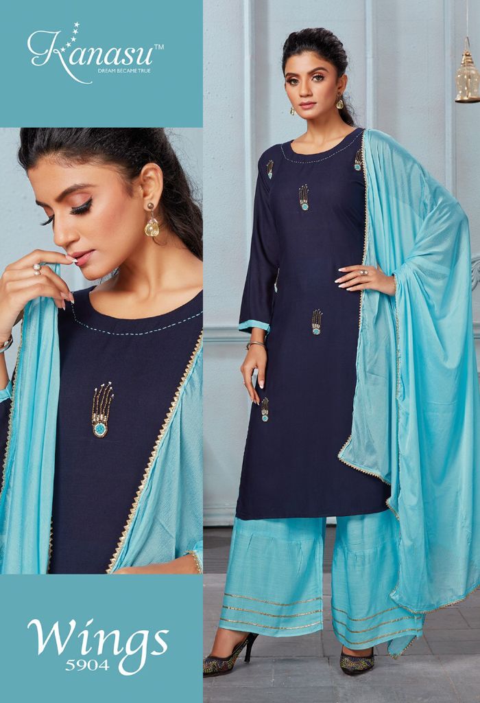 Kanasu Wings Festive Wear Rayon Printed Designer Ready Made Collection